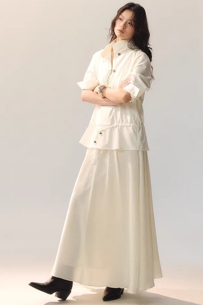 Feather Traces V-Neck Blouse