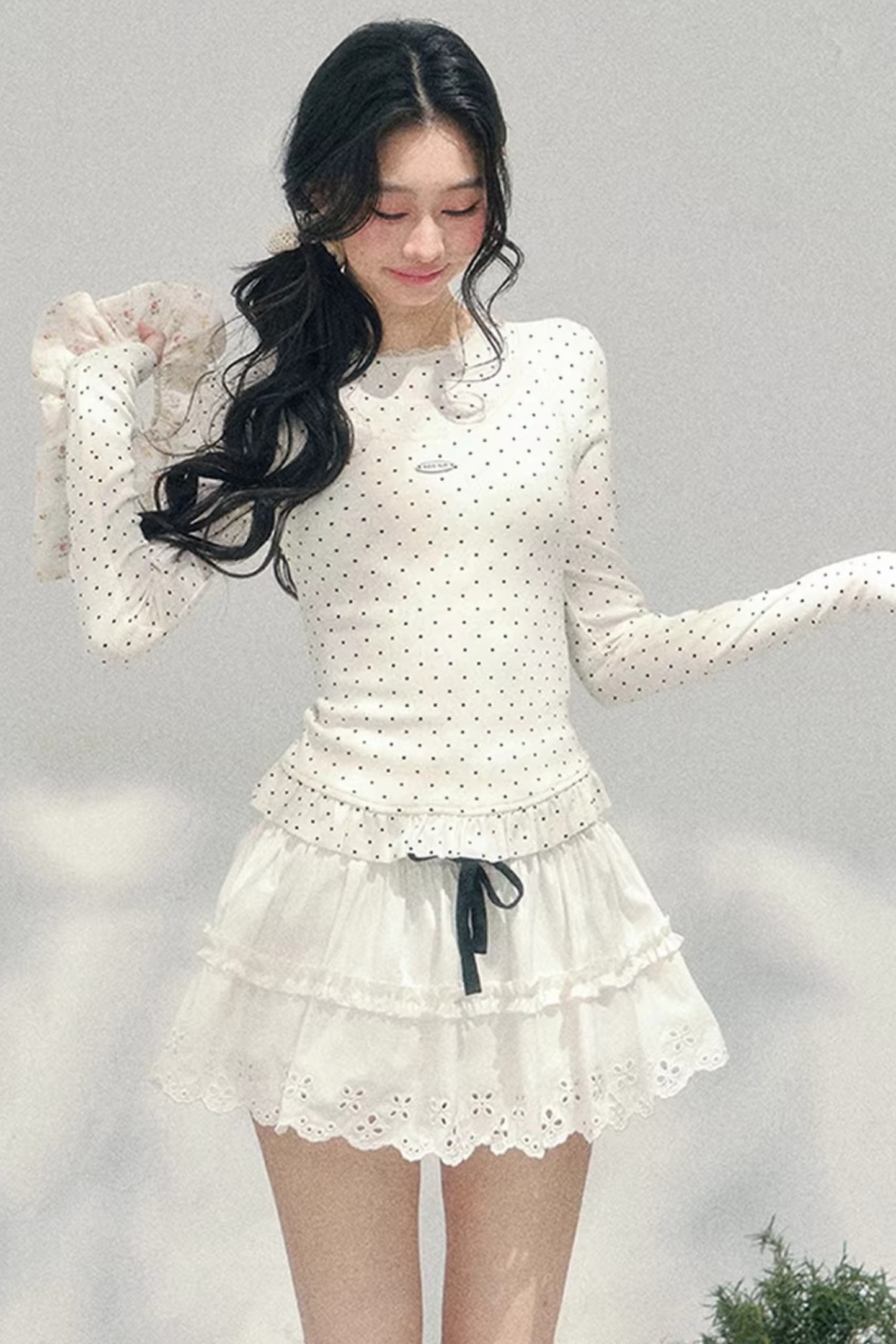 Polka Dot Two-Piece Blouse