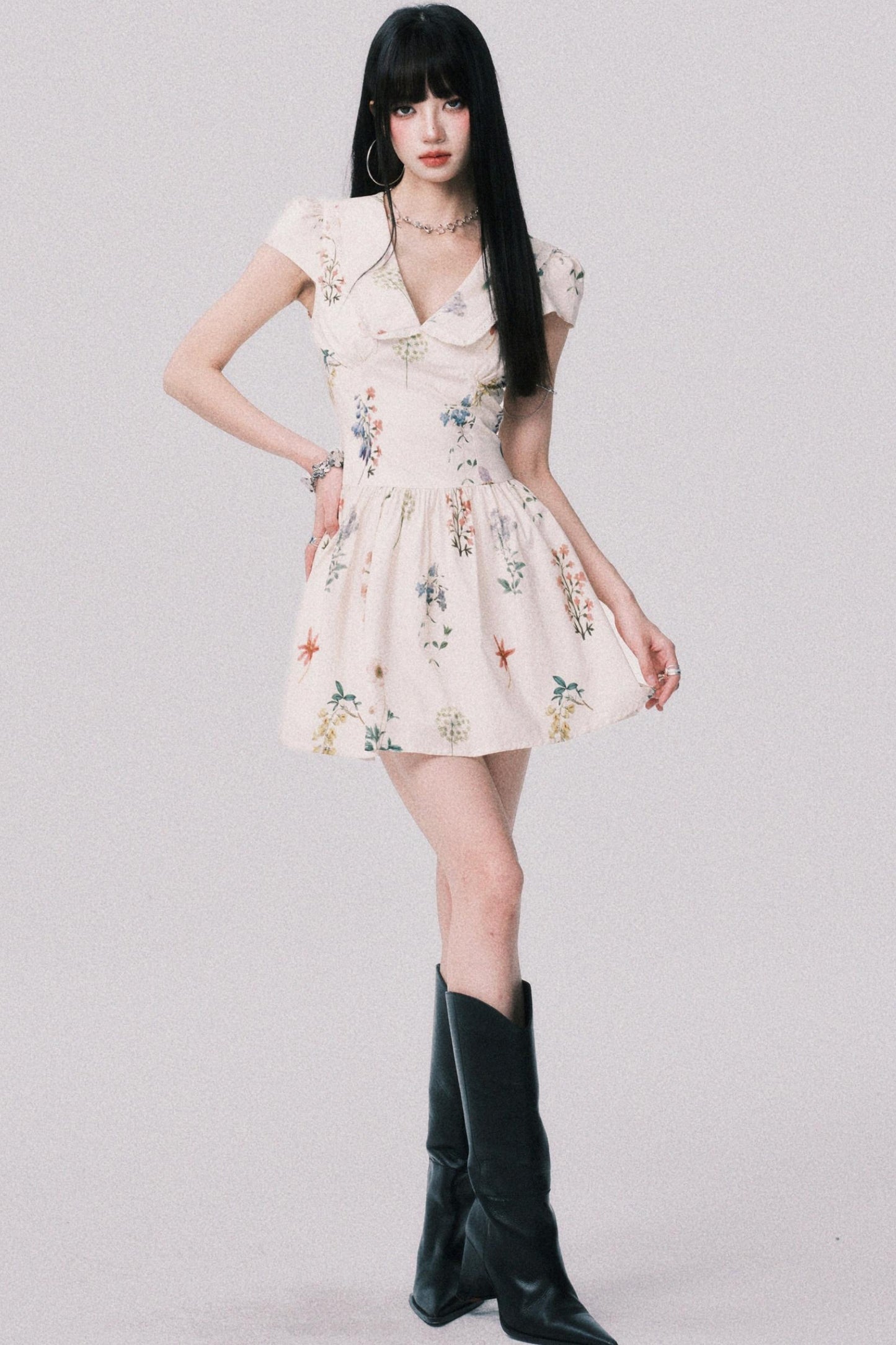 Floral Doll Neck Dress