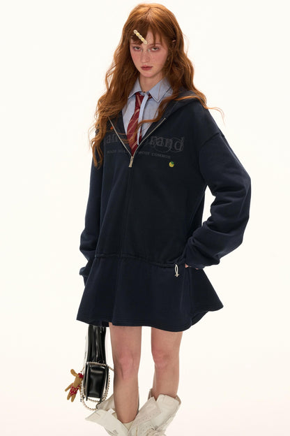 Autumn Logo Hooded Zipper Dress