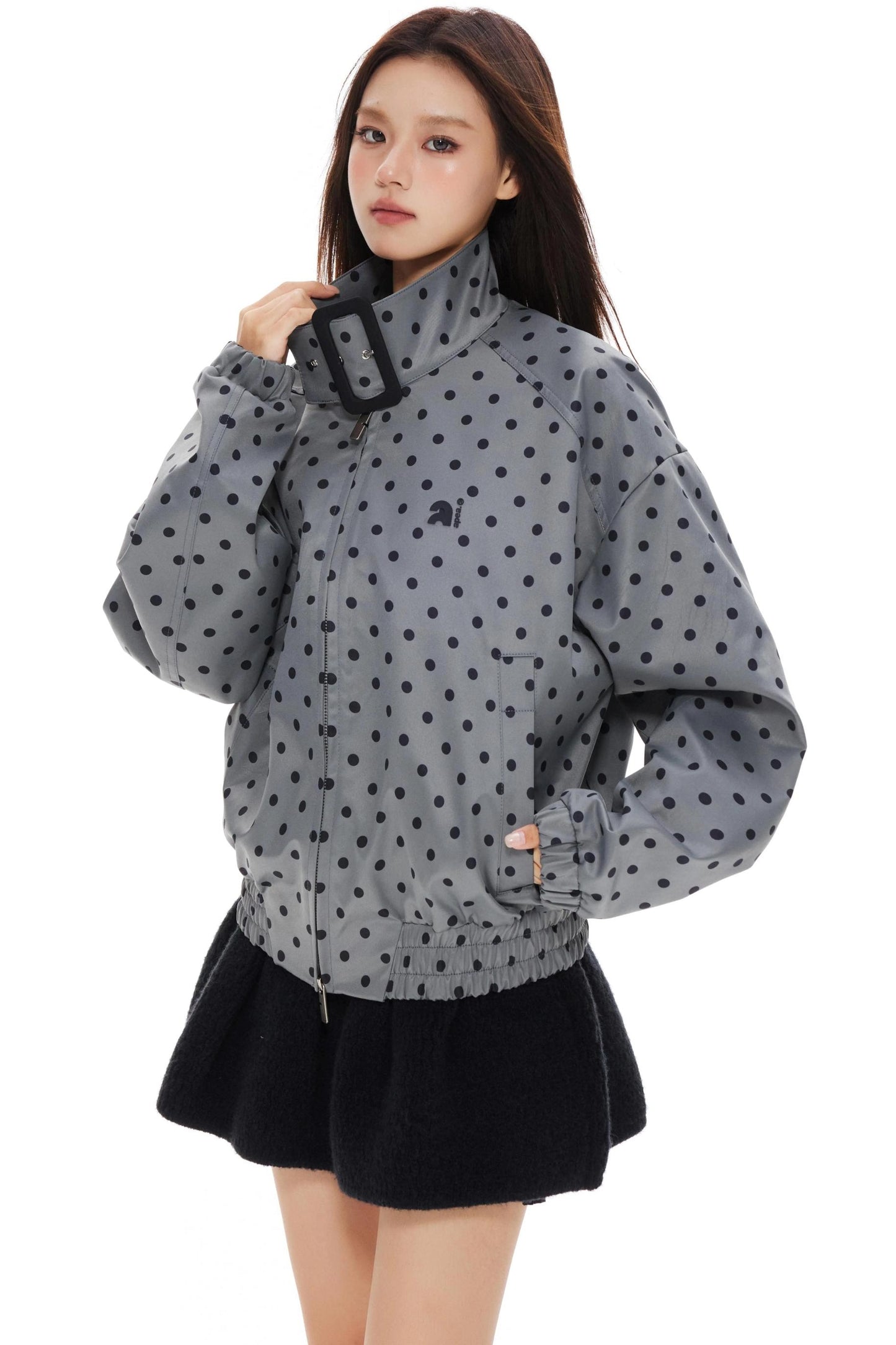 Polka Dot Stand-Up Jacket