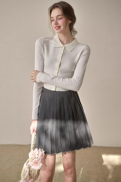 Gray Pleated Skirt