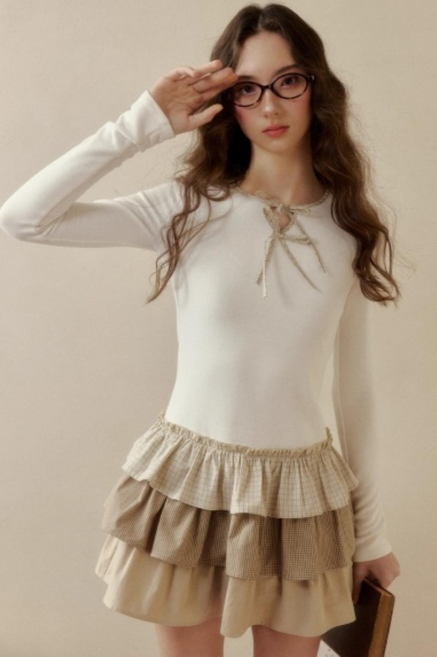 Retro Plaid Knit Tutu Skirt Dress