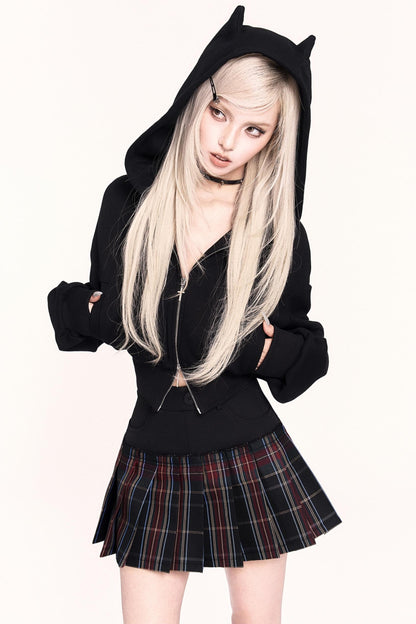 Plaid Patchwork Pleated Skirt