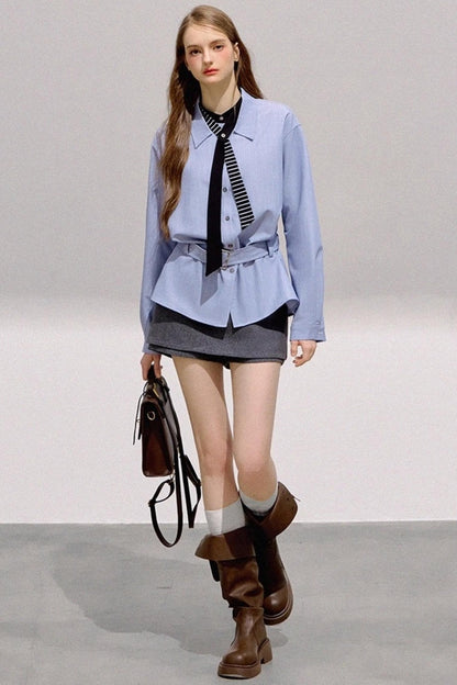 Mint Blue Striped Tunic Shirt