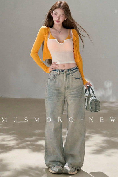Vintage Washed Wide-Leg Jeans
