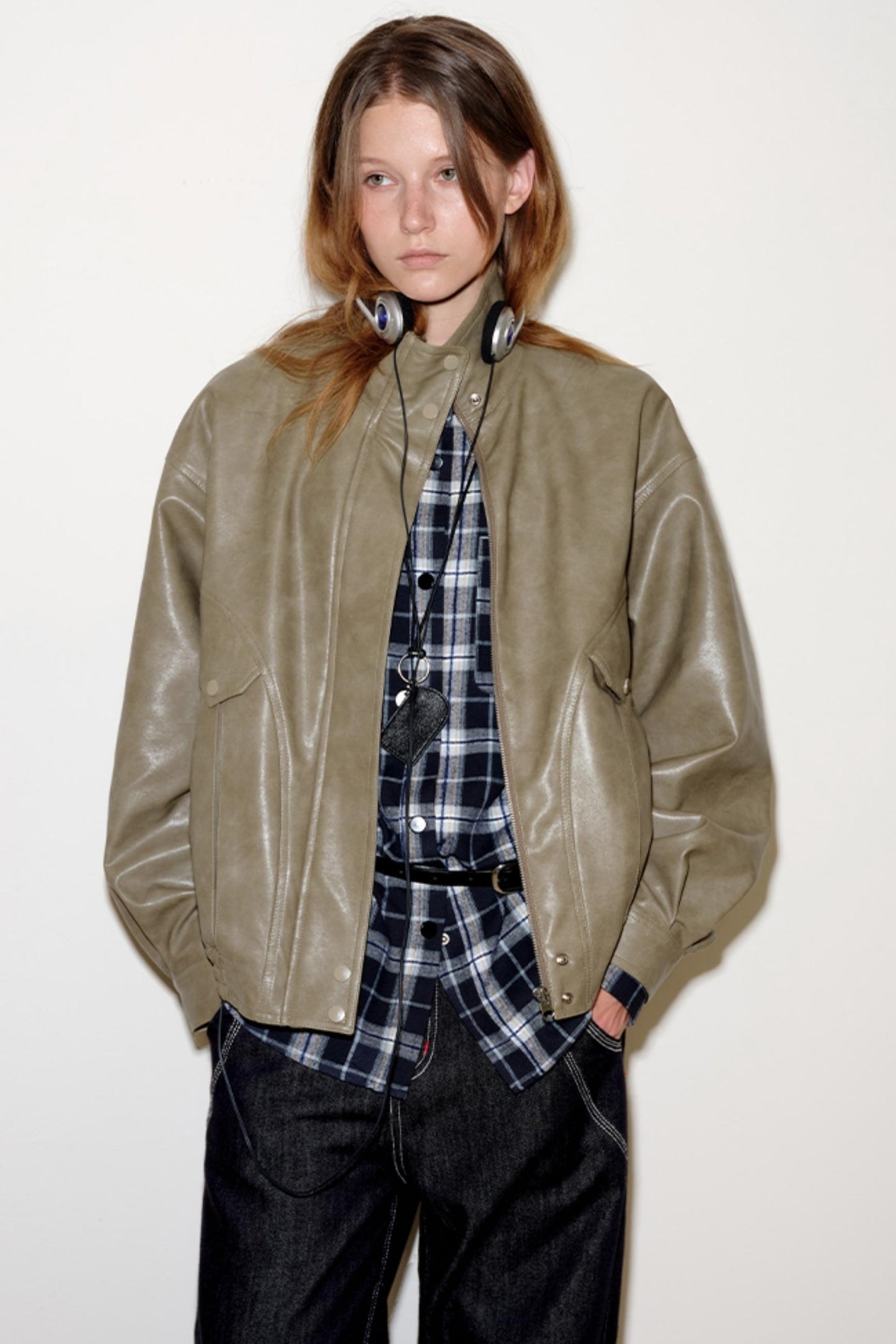 Mixed Texture Leather Jacket