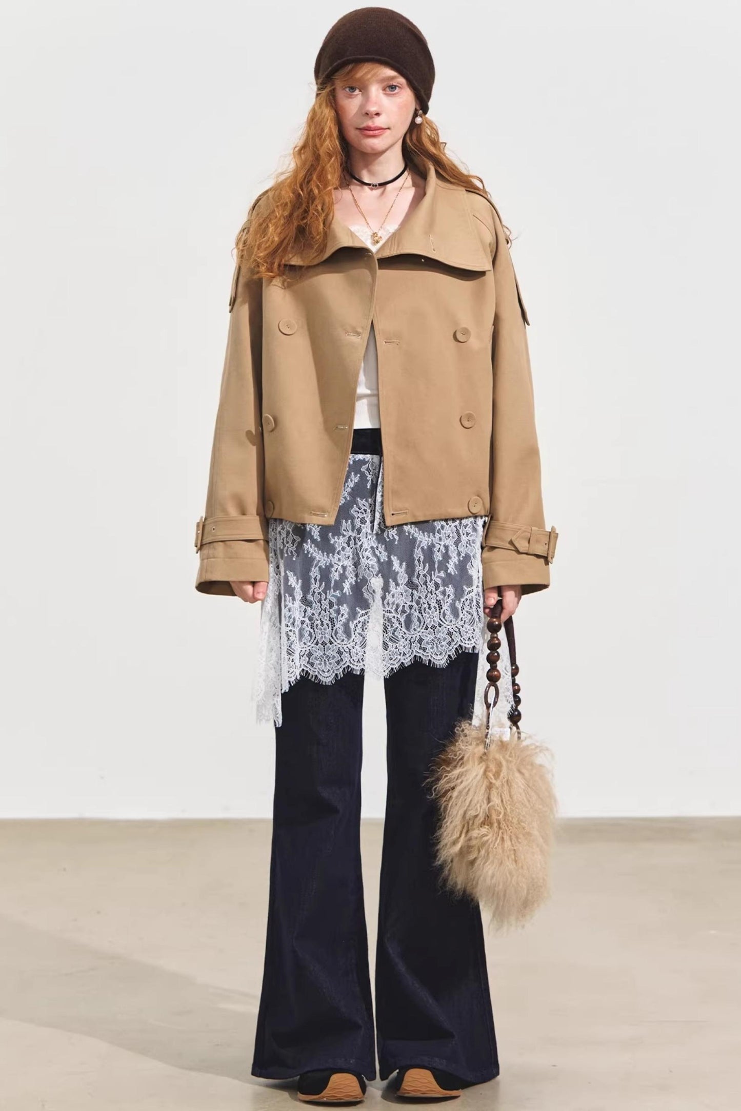 Plaid Collar Sweater Set-Up