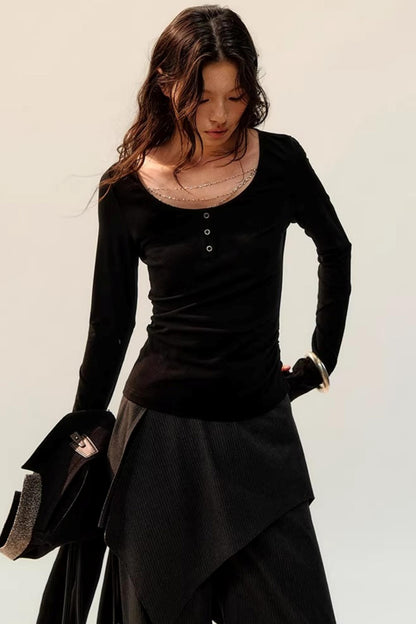 Silberketten-Slim-Fit-T-Shirt