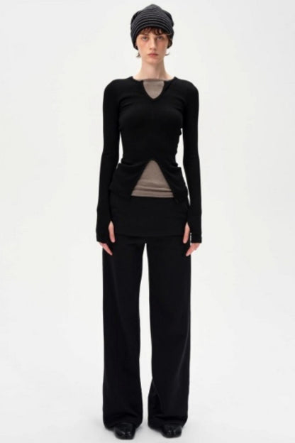 V-Neck Slim Fit Panel Base Top