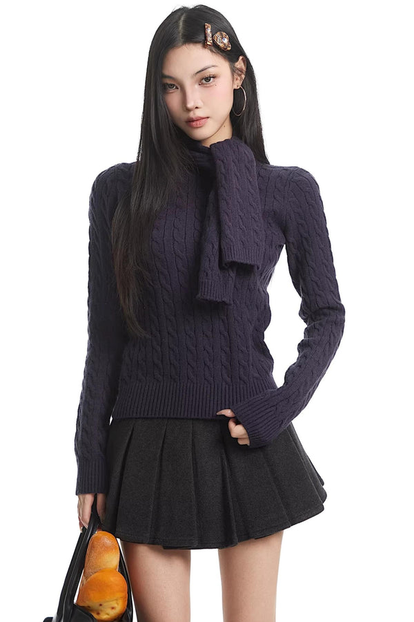 Retro High-Neck Knit Sweater