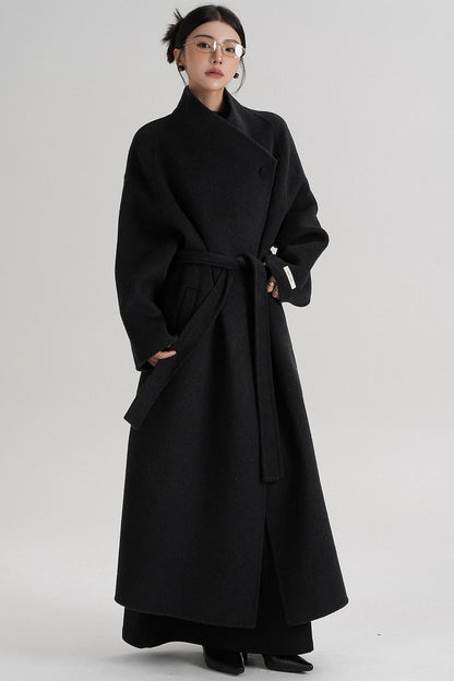 Cross-Body Wool Coat