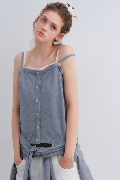 Gray Wool Knit Cardigan Set