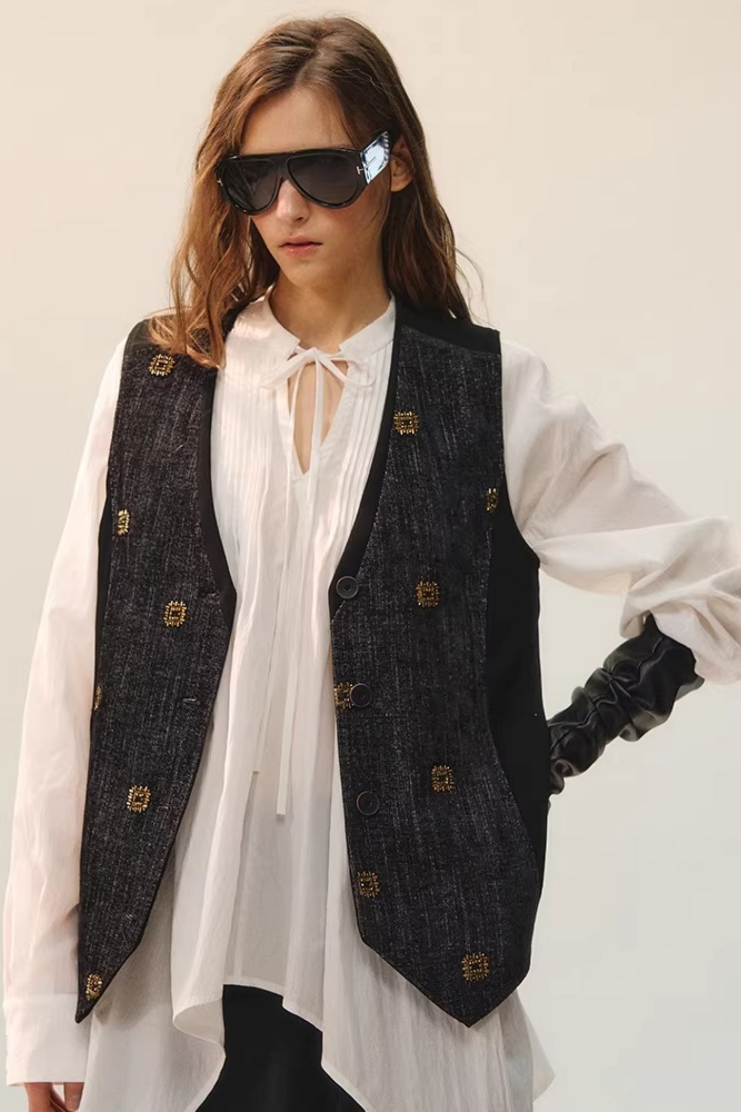 White Fluff Pleated Blouse