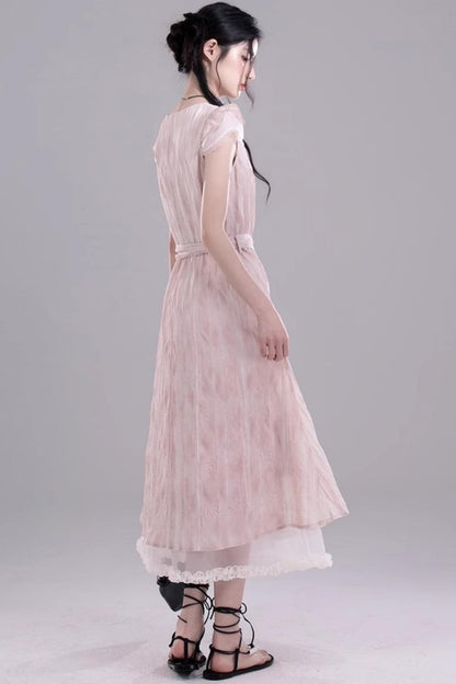 Pleat Detail Sleeve Dress