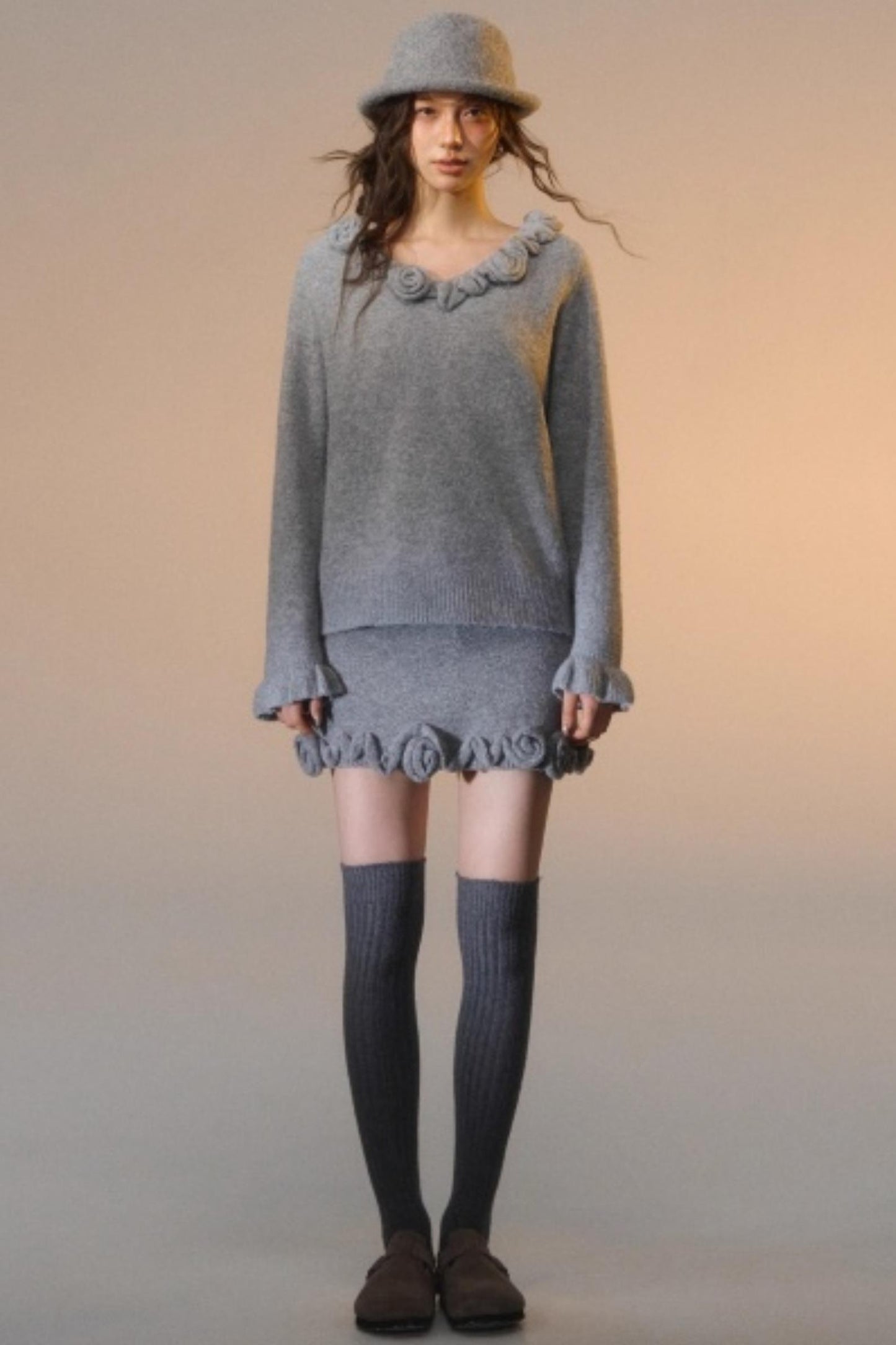 Stereo Rose Knit Sweater Set-Up