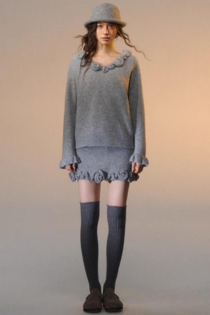 Stereo Rose Knit Sweater Set-Up