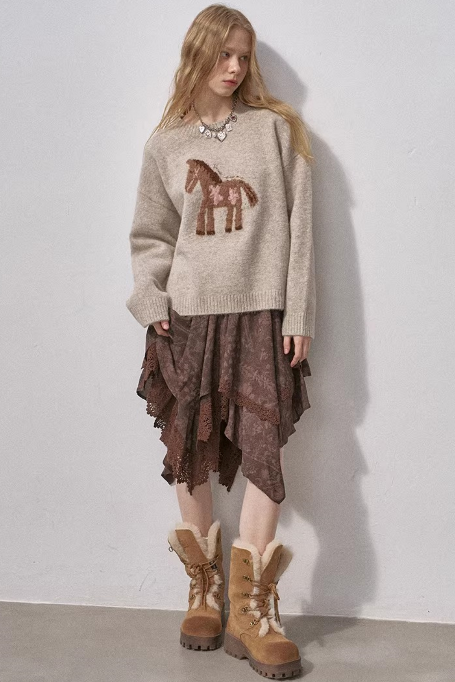 Lace Asymmetrical Tiered Skirt