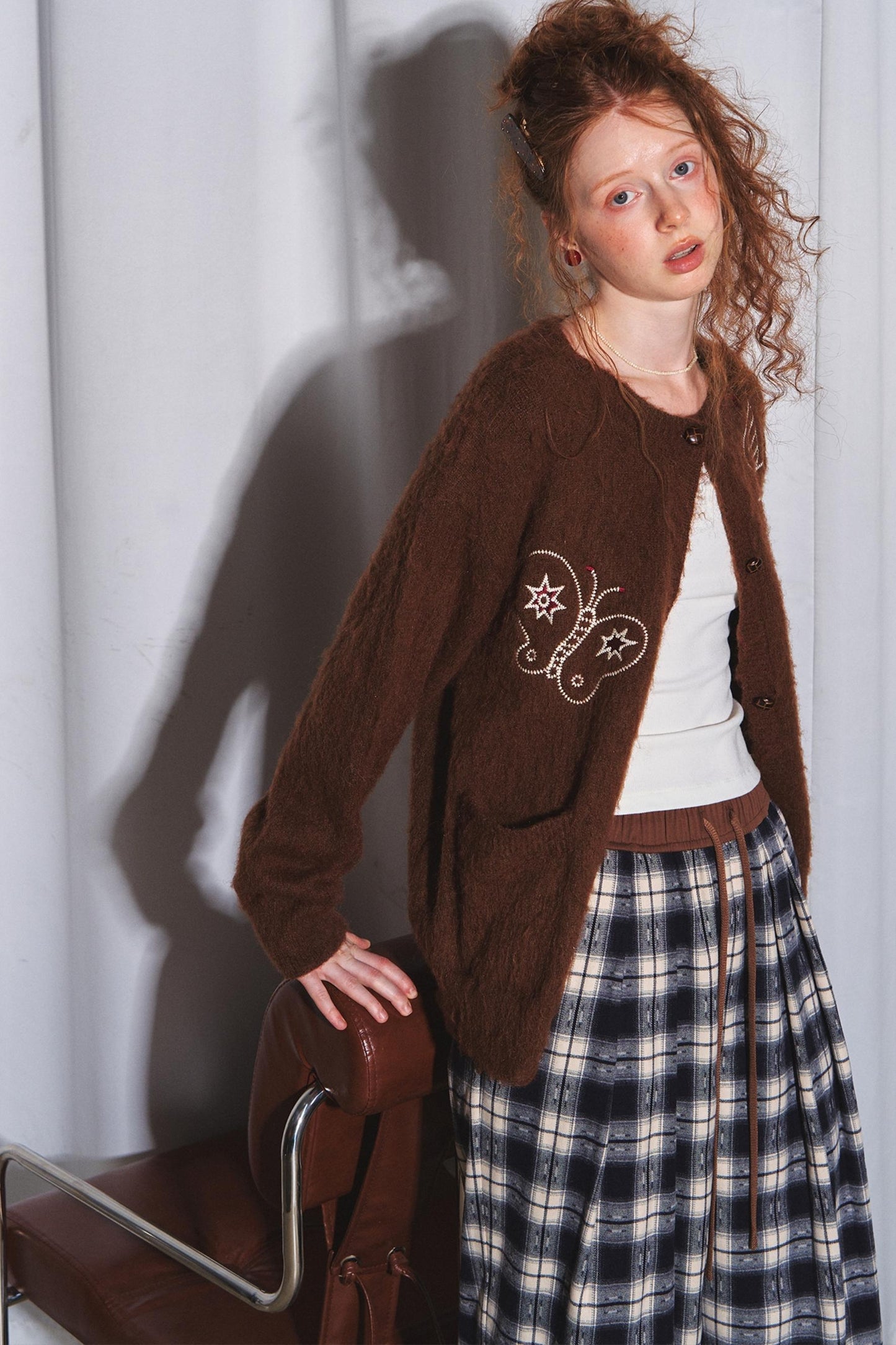 Lazy Check Wide-Leg Pants