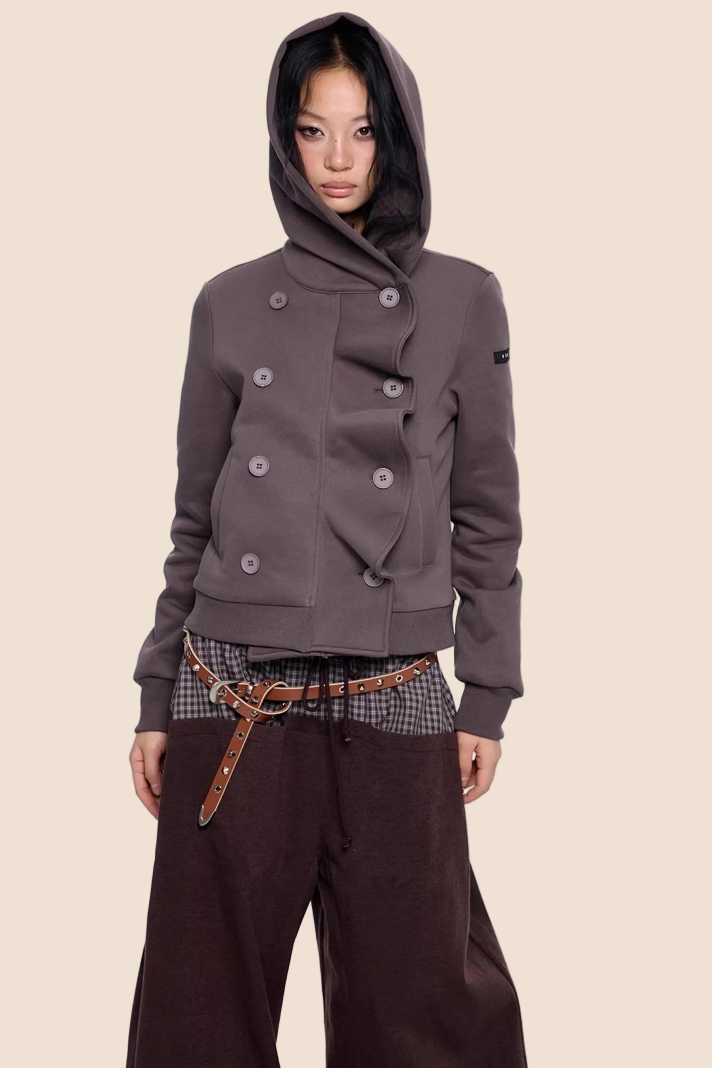 Gestreifter Dekonstruierter Kapuzenoberteil