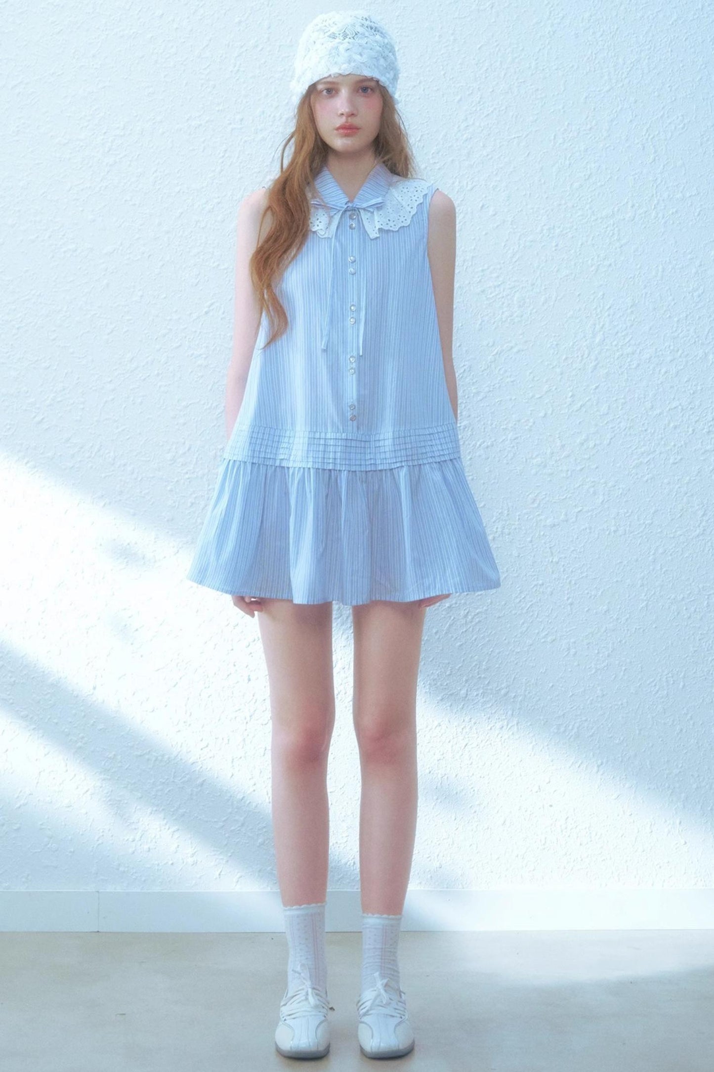 Blue Striped Sleeveless Dress