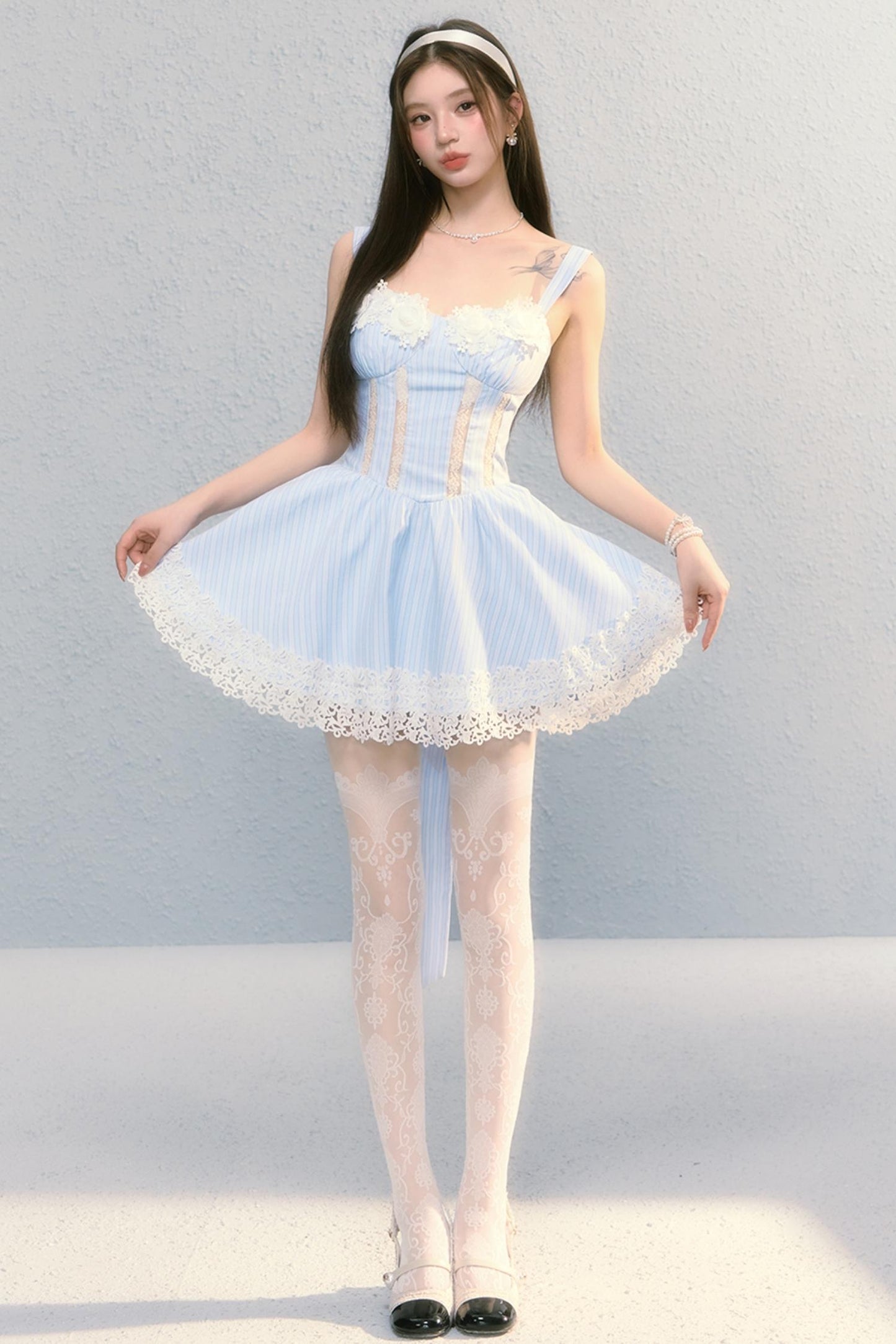 Slim Fluffy A-Line French Slip Dress