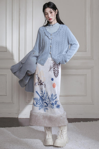 Winter Night Snow Scene Skirt