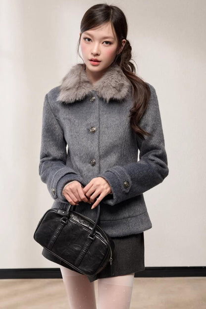 Single-Breasted Woolen Jacket