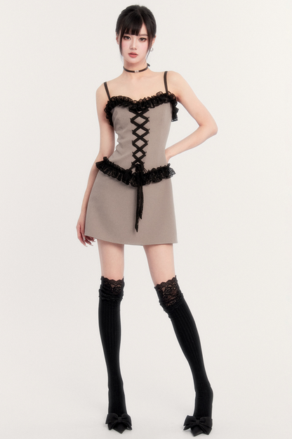 Elegant Lace Patchwork Dress Set-Up