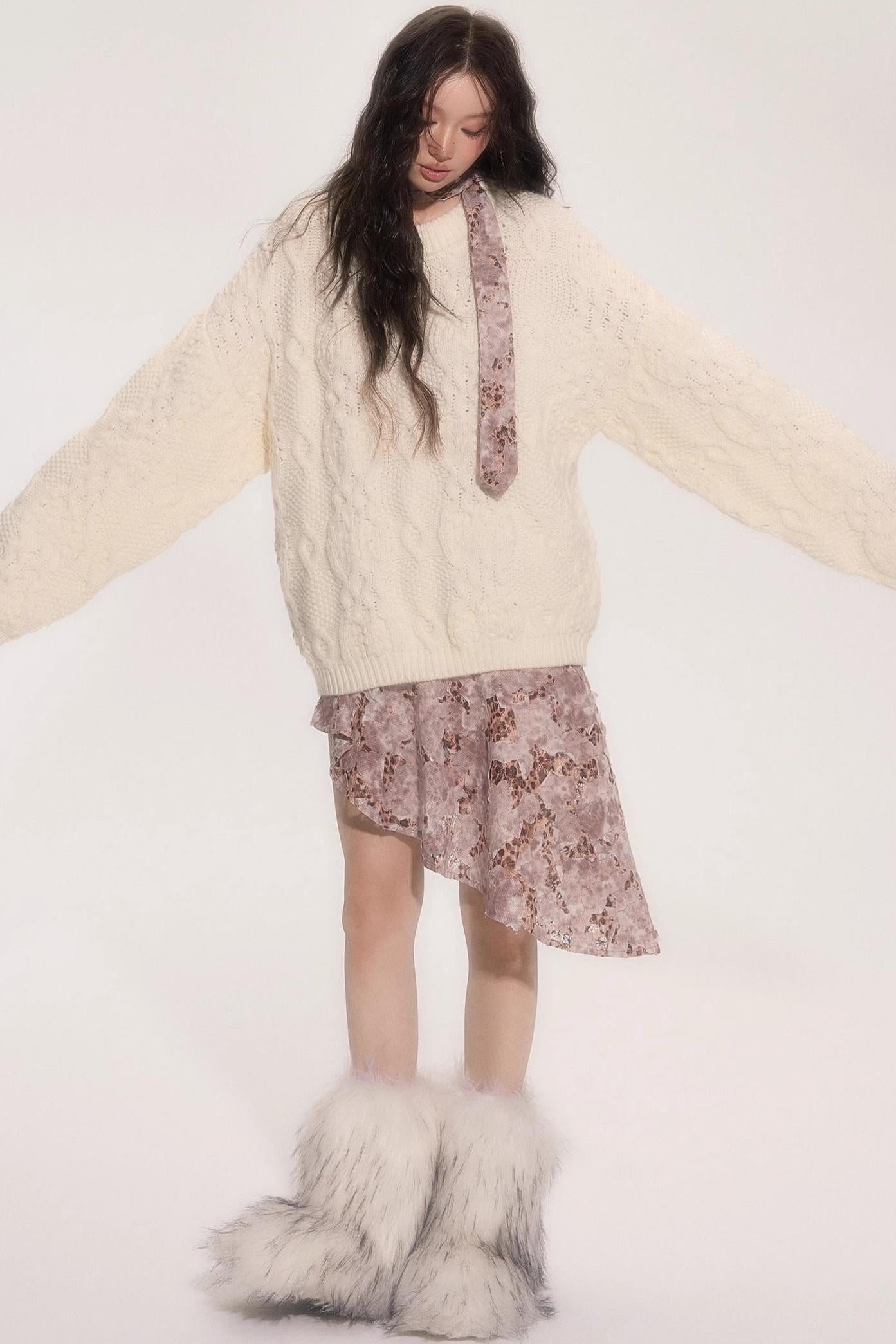 Leopard Patchwork Skirt With Tie Set-Up