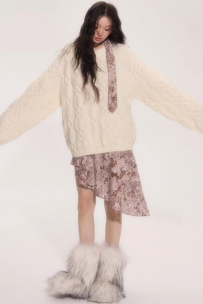 Leopard Patchwork Skirt With Tie Set-Up