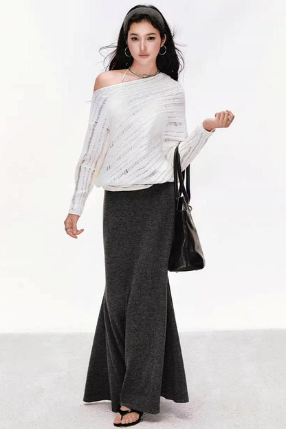One-Shoulder Knitted Sweater