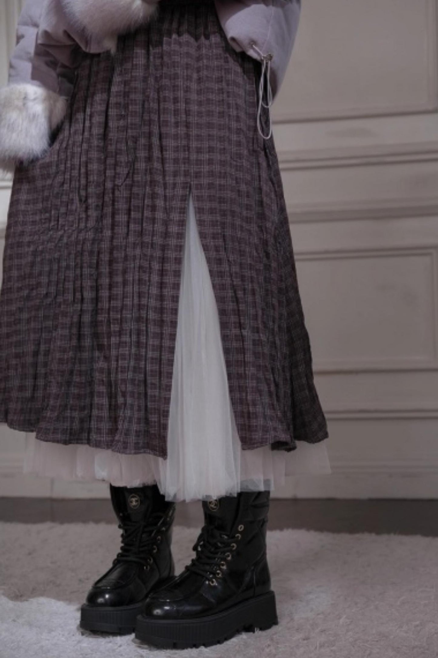 Romantic Plaid Umbrella Skirt