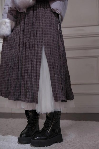 Romantic Plaid Umbrella Skirt