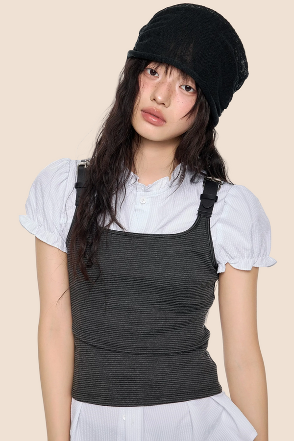 Square Collar Belted Camisole Top