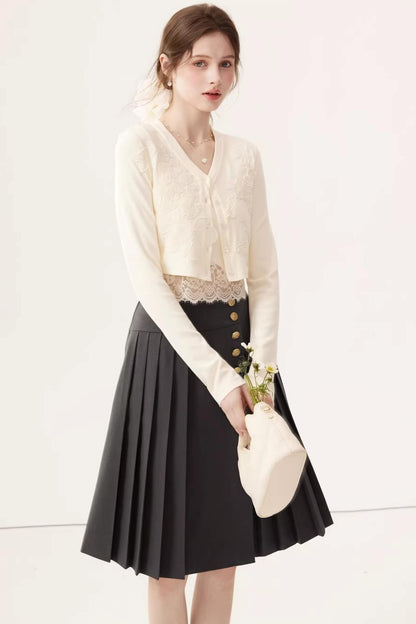 Lace Patchwork Camisole Cardigan Set