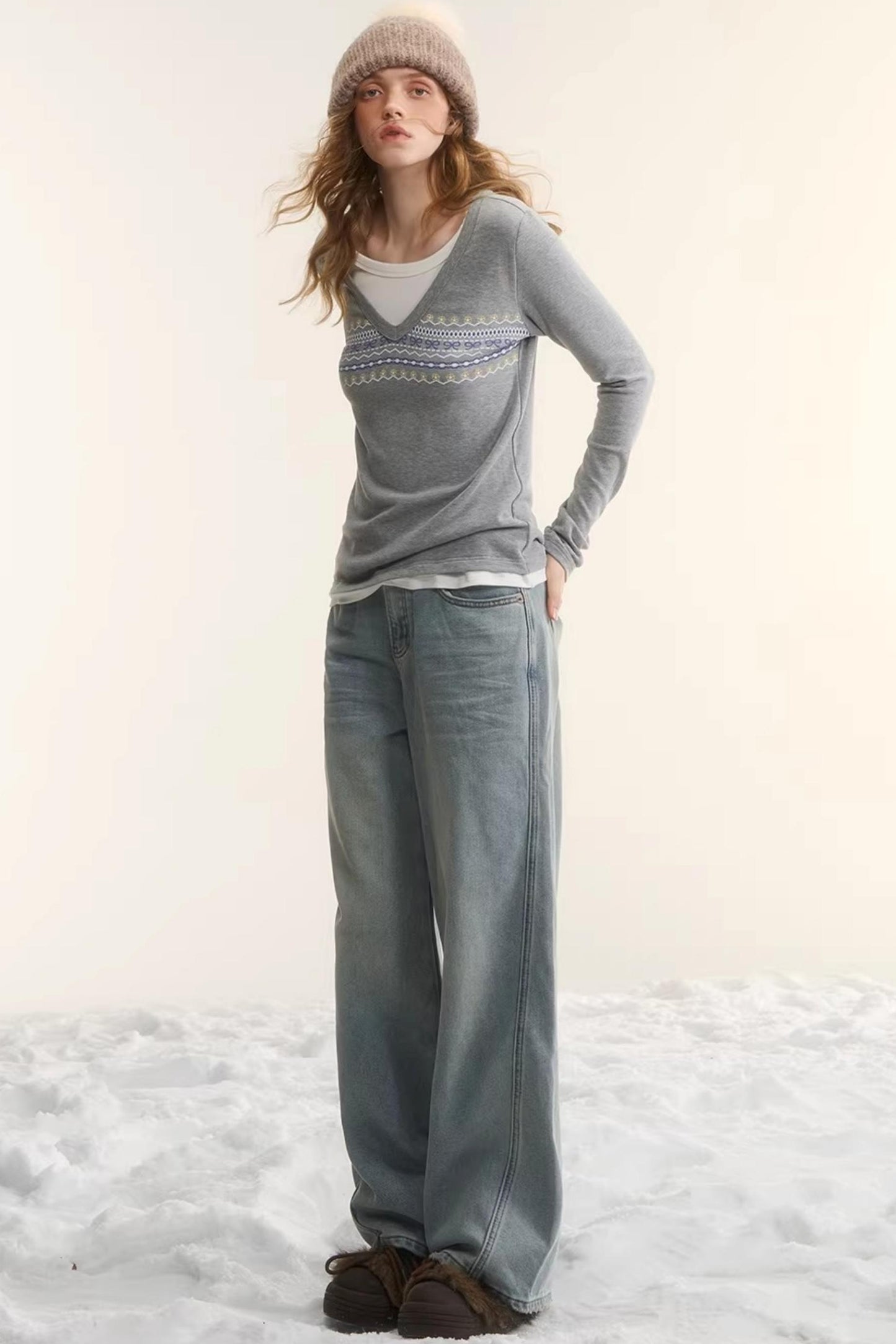 Washed Distressed Denim Pants