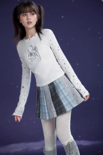 Blue-Gray Pleated Skirt