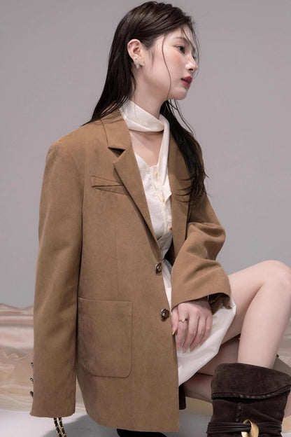 Autumn Velvet Brown Coat