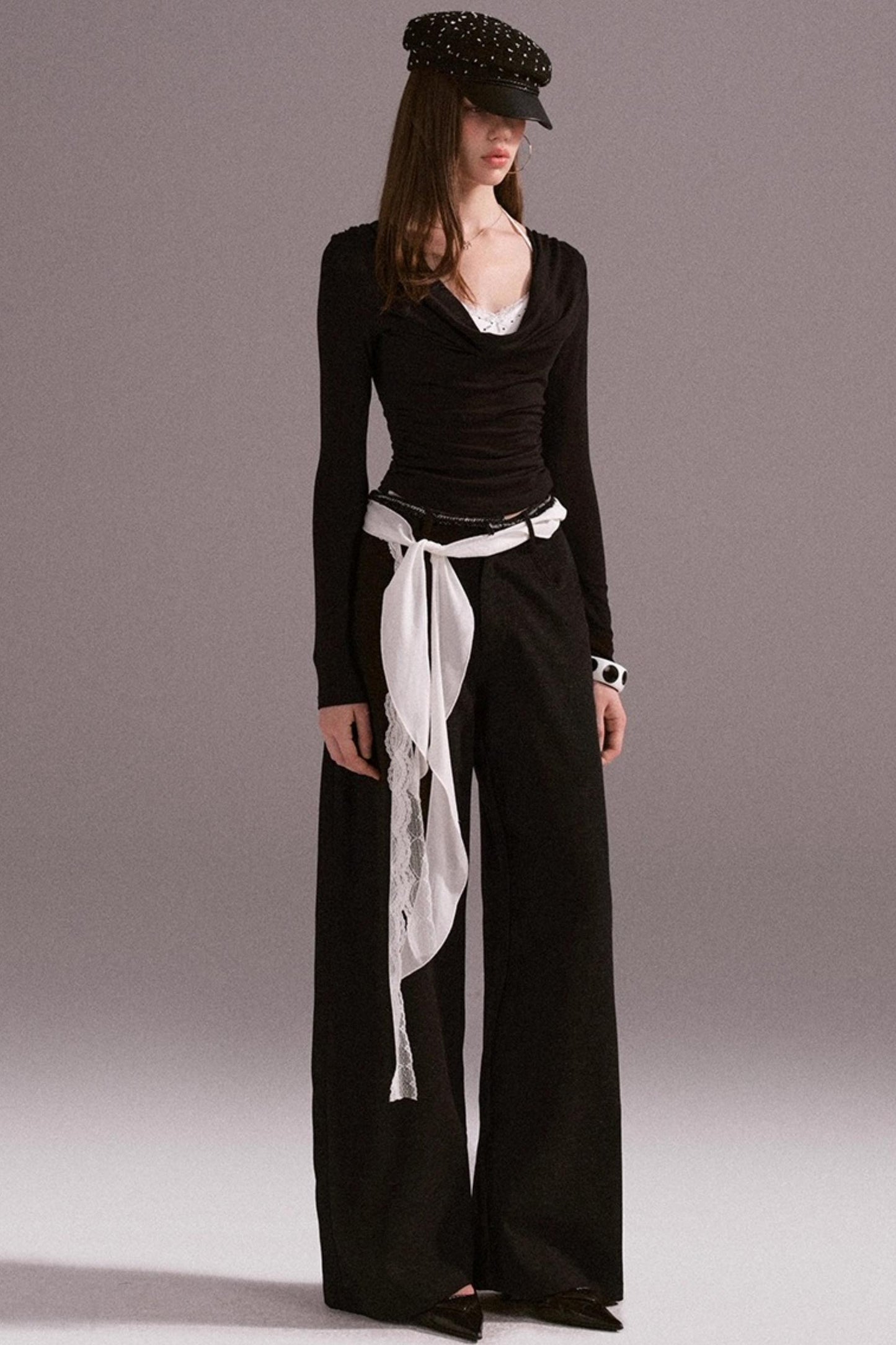 Hot Girl Contrast Knit Cardigan Suit Set-Up