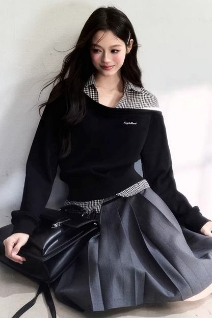 Retro Plaid Pleated Skirt