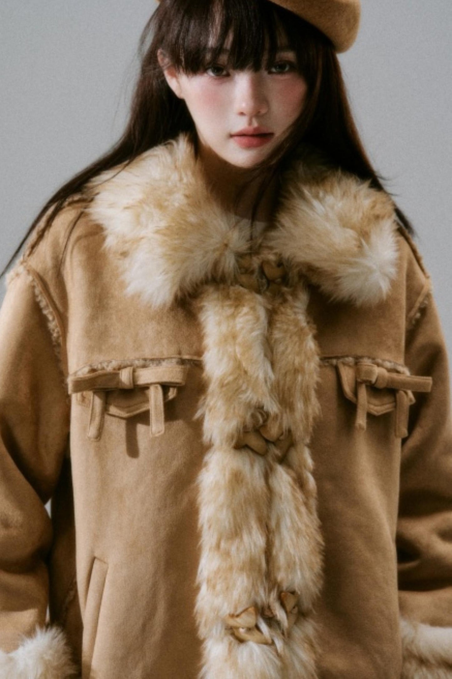 Eco-Friendly Fur Bow Coat