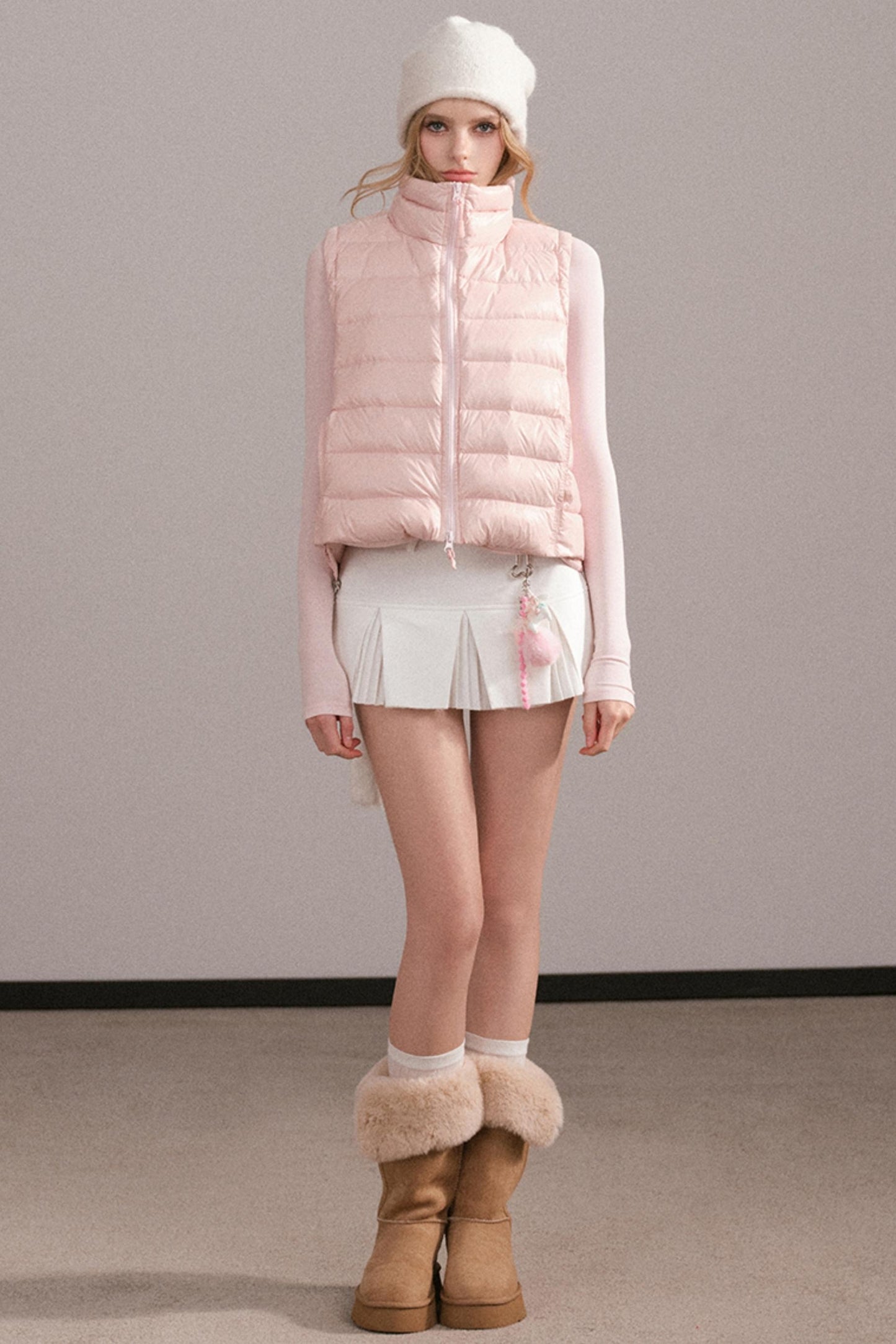 Pleated A-Line White Skirt