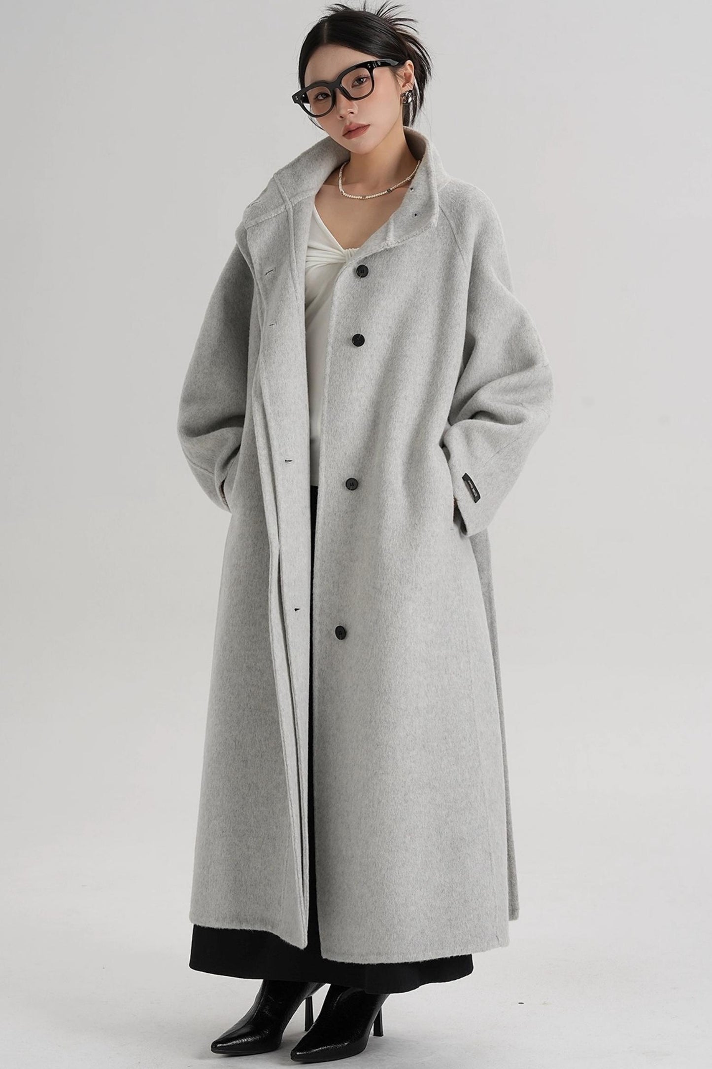 Curved Wool Coat
