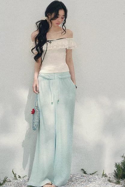 Schulterfreie Rüschenbluse