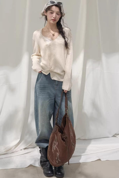 Laser Embossed Vintage Jeans