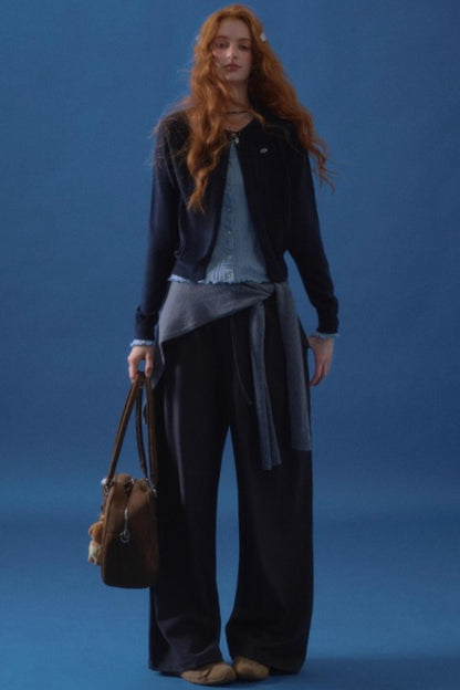 Solid Knit Lace-Up Shawl