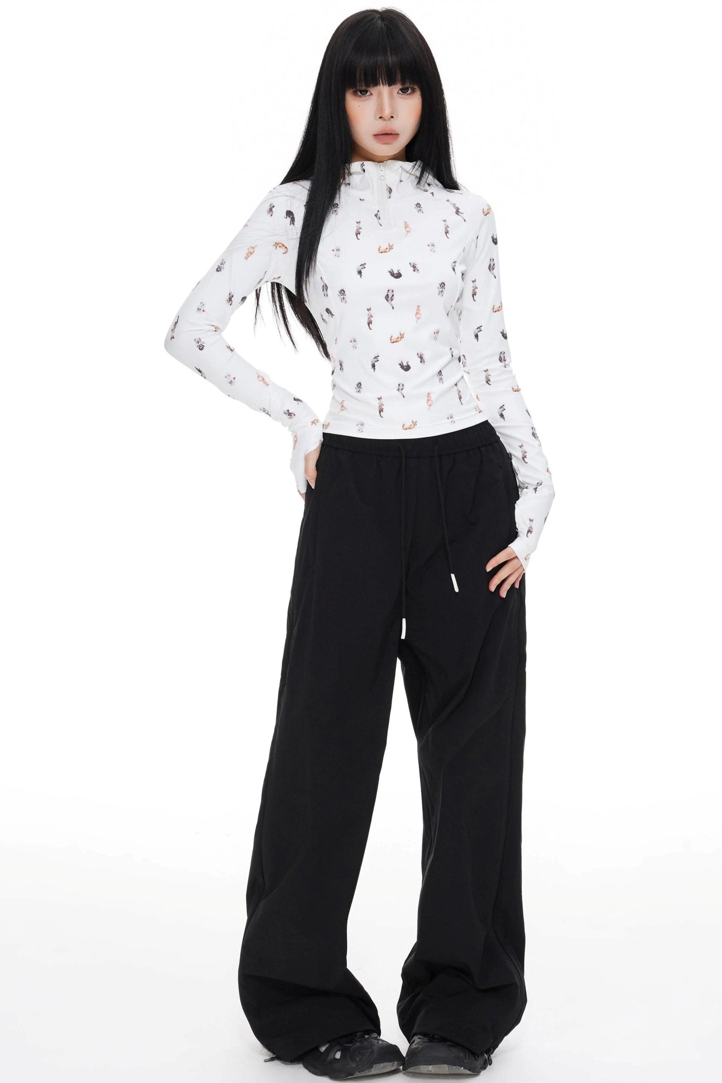 Striped Wide-leg Pants