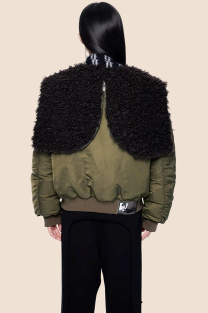 Furry Hooded Patchwork Jacket