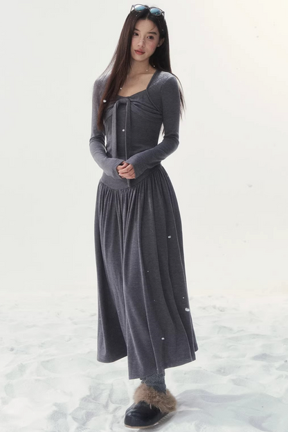 Gray Knitted Vintage Dress